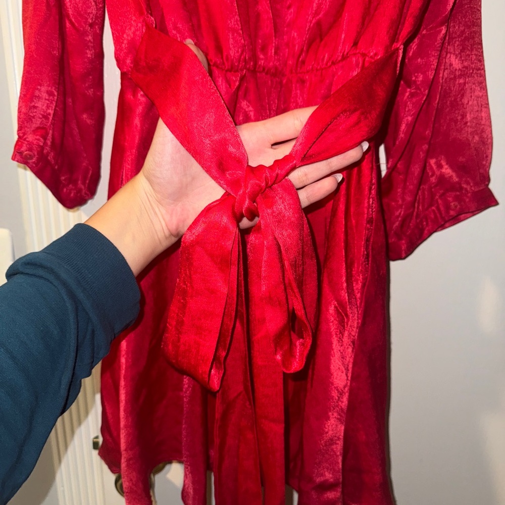 Zara Vibrant Red Satin Romper - Picture 5 of 7